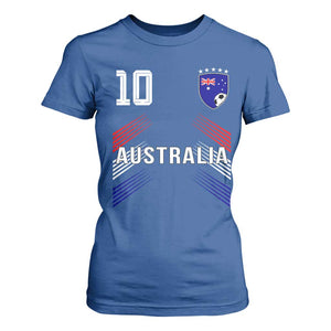 Australia Soccer Sports Graphic Number 10 Jersey Style T Shirt For Women Proud Australian Football Fans Game Day Pride TS02 Royal Blue Print Your Wear