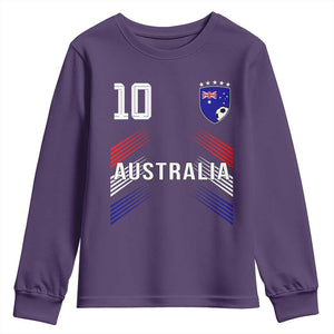 Australia Soccer Sports Graphic Number 10 Jersey Style Youth Sweatshirt Proud Australian Football Fans Game Day Pride TS02 Purple Print Your Wear