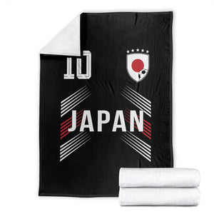 Japan Soccer Sports Graphic Number 10 Jersey Style Throw Blanket Proud Japanese Football Fans Game Day Pride TS02 Black Print Your Wear