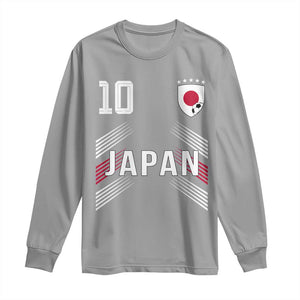 Japan Soccer Sports Graphic Number 10 Jersey Style Long Sleeve Shirt Proud Japanese Football Fans Game Day Pride TS02 Sport Gray Print Your Wear