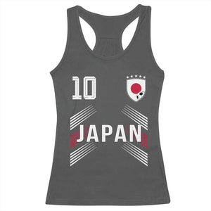 Japan Soccer Sports Graphic Number 10 Jersey Style Racerback Tank Top Proud Japanese Football Fans Game Day Pride TS02 Dark Heather Print Your Wear