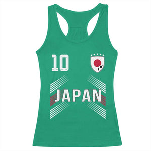 Japan Soccer Sports Graphic Number 10 Jersey Style Racerback Tank Top Proud Japanese Football Fans Game Day Pride TS02 Irish Green Print Your Wear