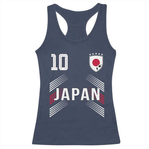 Japan Soccer Sports Graphic Number 10 Jersey Style Racerback Tank Top Proud Japanese Football Fans Game Day Pride TS02 Navy Print Your Wear