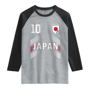 Japan Soccer Sports Graphic Number 10 Jersey Style Raglan Shirt Proud Japanese Football Fans Game Day Pride TS02 Heather Gray Black Print Your Wear