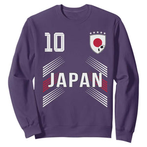 Japan Soccer Sports Graphic Number 10 Jersey Style Sweatshirt Proud Japanese Football Fans Game Day Pride TS02 Purple Print Your Wear