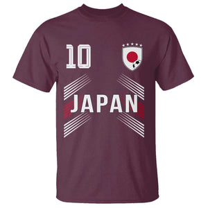 Japan Soccer Sports Graphic Number 10 Jersey Style T Shirt Proud Japanese Football Fans Game Day Pride TS02 Maroon Print Your Wear