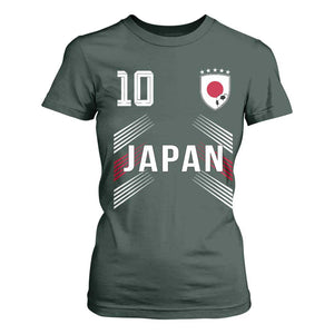 Japan Soccer Sports Graphic Number 10 Jersey Style T Shirt For Women Proud Japanese Football Fans Game Day Pride TS02 Dark Forest Green Print Your Wear