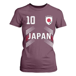 Japan Soccer Sports Graphic Number 10 Jersey Style T Shirt For Women Proud Japanese Football Fans Game Day Pride TS02 Maroon Print Your Wear