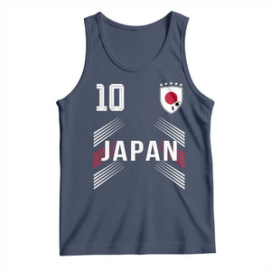 Japan Soccer Sports Graphic Number 10 Jersey Style Tank Top Proud Japanese Football Fans Game Day Pride TS02 Navy Print Your Wear