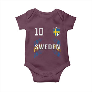 Sweden Soccer Sports Graphic Number 10 Jersey Style Baby Onesie Proud Swedish Football Fans Game Day Pride TS02 Maroon Print Your Wear