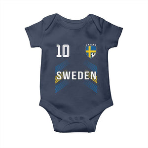 Sweden Soccer Sports Graphic Number 10 Jersey Style Baby Onesie Proud Swedish Football Fans Game Day Pride TS02 Navy Print Your Wear