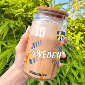 Sweden Soccer Sports Graphic Number 10 Jersey Style Glass Can Proud Swedish Football Fans Game Day Pride TS02 Black Print Your Wear