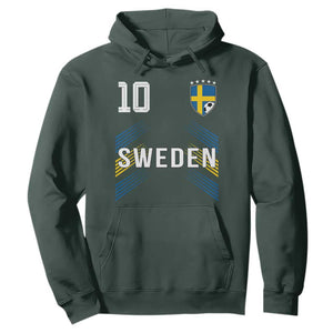 Sweden Soccer Sports Graphic Number 10 Jersey Style Hoodie Proud Swedish Football Fans Game Day Pride TS02 Dark Forest Green Print Your Wear