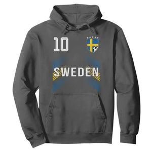 Sweden Soccer Sports Graphic Number 10 Jersey Style Hoodie Proud Swedish Football Fans Game Day Pride TS02 Dark Heather Print Your Wear