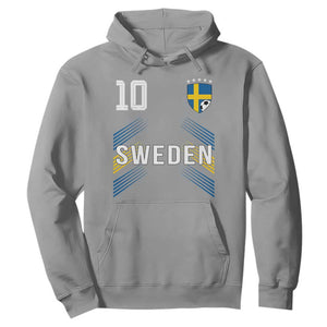 Sweden Soccer Sports Graphic Number 10 Jersey Style Hoodie Proud Swedish Football Fans Game Day Pride TS02 Sport Gray Print Your Wear