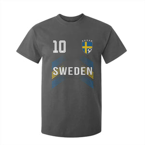 Sweden Soccer Sports Graphic Number 10 Jersey Style T Shirt For Kid Proud Swedish Football Fans Game Day Pride TS02 Dark Heather Print Your Wear