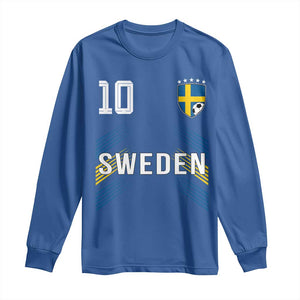 Sweden Soccer Sports Graphic Number 10 Jersey Style Long Sleeve Shirt Proud Swedish Football Fans Game Day Pride TS02 Royal Blue Print Your Wear