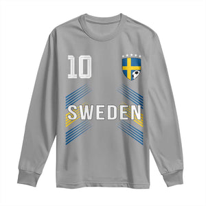 Sweden Soccer Sports Graphic Number 10 Jersey Style Long Sleeve Shirt Proud Swedish Football Fans Game Day Pride TS02 Sport Gray Print Your Wear