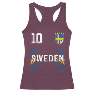 Sweden Soccer Sports Graphic Number 10 Jersey Style Racerback Tank Top Proud Swedish Football Fans Game Day Pride TS02 Maroon Print Your Wear