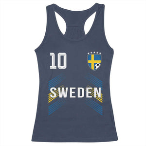 Sweden Soccer Sports Graphic Number 10 Jersey Style Racerback Tank Top Proud Swedish Football Fans Game Day Pride TS02 Navy Print Your Wear