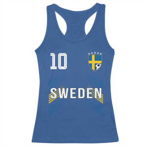 Sweden Soccer Sports Graphic Number 10 Jersey Style Racerback Tank Top Proud Swedish Football Fans Game Day Pride TS02 Royal Blue Print Your Wear