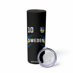 Sweden Soccer Sports Graphic Number 10 Jersey Style Skinny Tumbler Proud Swedish Football Fans Game Day Pride TS02 Print Your Wear