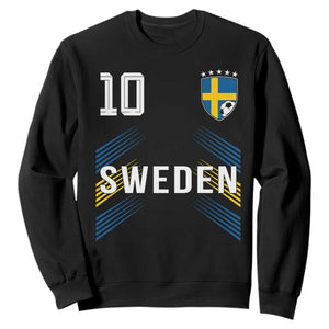 Sweden Soccer Sports Graphic Number 10 Jersey Style Sweatshirt Proud Swedish Football Fans Game Day Pride TS02 Black Print Your Wear