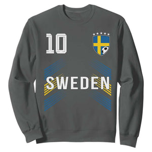 Sweden Soccer Sports Graphic Number 10 Jersey Style Sweatshirt Proud Swedish Football Fans Game Day Pride TS02 Dark Heather Print Your Wear