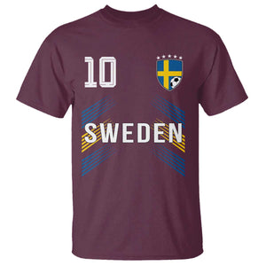 Sweden Soccer Sports Graphic Number 10 Jersey Style T Shirt Proud Swedish Football Fans Game Day Pride TS02 Maroon Print Your Wear
