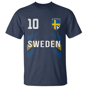 Sweden Soccer Sports Graphic Number 10 Jersey Style T Shirt Proud Swedish Football Fans Game Day Pride TS02 Navy Print Your Wear
