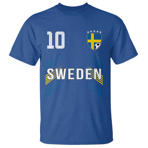 Sweden Soccer Sports Graphic Number 10 Jersey Style T Shirt Proud Swedish Football Fans Game Day Pride TS02 Royal Blue Print Your Wear