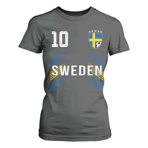 Sweden Soccer Sports Graphic Number 10 Jersey Style T Shirt For Women Proud Swedish Football Fans Game Day Pride TS02 Dark Heather Print Your Wear