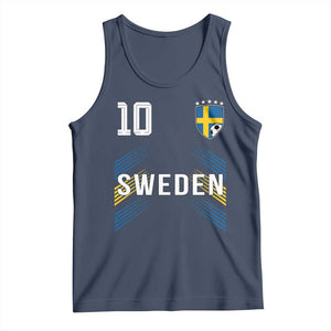 Sweden Soccer Sports Graphic Number 10 Jersey Style Tank Top Proud Swedish Football Fans Game Day Pride TS02 Navy Print Your Wear