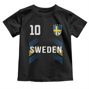 Sweden Soccer Sports Graphic Number 10 Jersey Style Toddler T Shirt Proud Swedish Football Fans Game Day Pride TS02 Black Print Your Wear