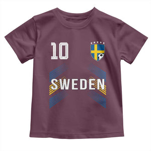 Sweden Soccer Sports Graphic Number 10 Jersey Style Toddler T Shirt Proud Swedish Football Fans Game Day Pride TS02 Maroon Print Your Wear