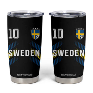 Sweden Soccer Sports Graphic Number 10 Jersey Style Tumbler Cup Proud Swedish Football Fans Game Day Pride TS02 Black Print Your Wear