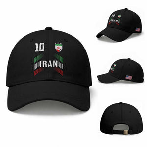 Iran Soccer Sports Graphic Number 10 Jersey Style Baseball Cap Proud Iranian Football Fans Game Day Pride TS02 Baseball Cap Universal Fit Black Print Your Wear