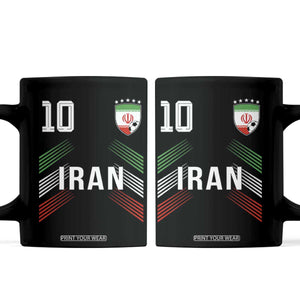 Iran Soccer Sports Graphic Number 10 Jersey Style Coffee Mug Proud Iranian Football Fans Game Day Pride TS02 Black Print Your Wear