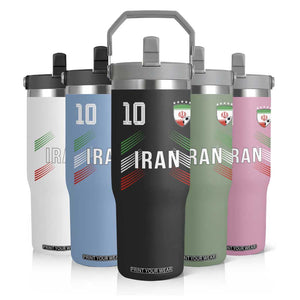 Iran Soccer Sports Graphic Number 10 Jersey Style Flip Straw Tumbler Proud Iranian Football Fans Game Day Pride TS02 Print Your Wear