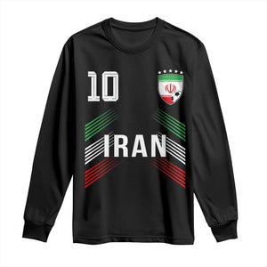 Iran Soccer Sports Graphic Number 10 Jersey Style Long Sleeve Shirt Proud Iranian Football Fans Game Day Pride TS02 Black Print Your Wear