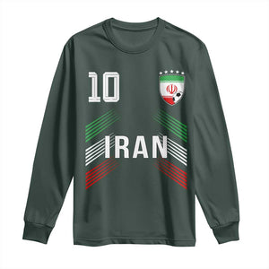Iran Soccer Sports Graphic Number 10 Jersey Style Long Sleeve Shirt Proud Iranian Football Fans Game Day Pride TS02 Dark Forest Green Print Your Wear