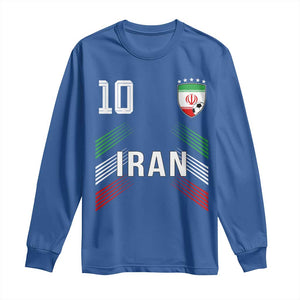 Iran Soccer Sports Graphic Number 10 Jersey Style Long Sleeve Shirt Proud Iranian Football Fans Game Day Pride TS02 Royal Blue Print Your Wear