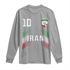 Iran Soccer Sports Graphic Number 10 Jersey Style Long Sleeve Shirt Proud Iranian Football Fans Game Day Pride TS02 Sport Gray Print Your Wear