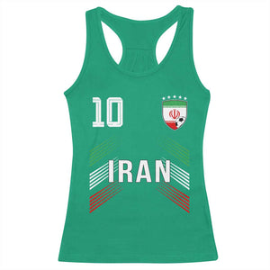 Iran Soccer Sports Graphic Number 10 Jersey Style Racerback Tank Top Proud Iranian Football Fans Game Day Pride TS02 Irish Green Print Your Wear