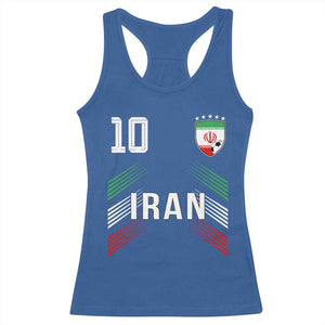 Iran Soccer Sports Graphic Number 10 Jersey Style Racerback Tank Top Proud Iranian Football Fans Game Day Pride TS02 Royal Blue Print Your Wear