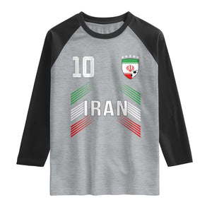 Iran Soccer Sports Graphic Number 10 Jersey Style Raglan Shirt Proud Iranian Football Fans Game Day Pride TS02 Heather Gray Black Print Your Wear