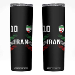 Iran Soccer Sports Graphic Number 10 Jersey Style Skinny Tumbler Proud Iranian Football Fans Game Day Pride TS02 Black Print Your Wear
