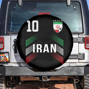 Iran Soccer Sports Graphic Number 10 Jersey Style Spare Tire Cover Proud Iranian Football Fans Game Day Pride TS02 No hole Black Print Your Wear