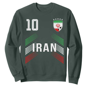 Iran Soccer Sports Graphic Number 10 Jersey Style Sweatshirt Proud Iranian Football Fans Game Day Pride TS02 Dark Forest Green Print Your Wear