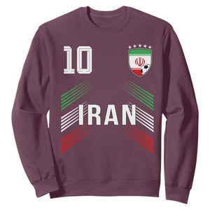 Iran Soccer Sports Graphic Number 10 Jersey Style Sweatshirt Proud Iranian Football Fans Game Day Pride TS02 Maroon Print Your Wear